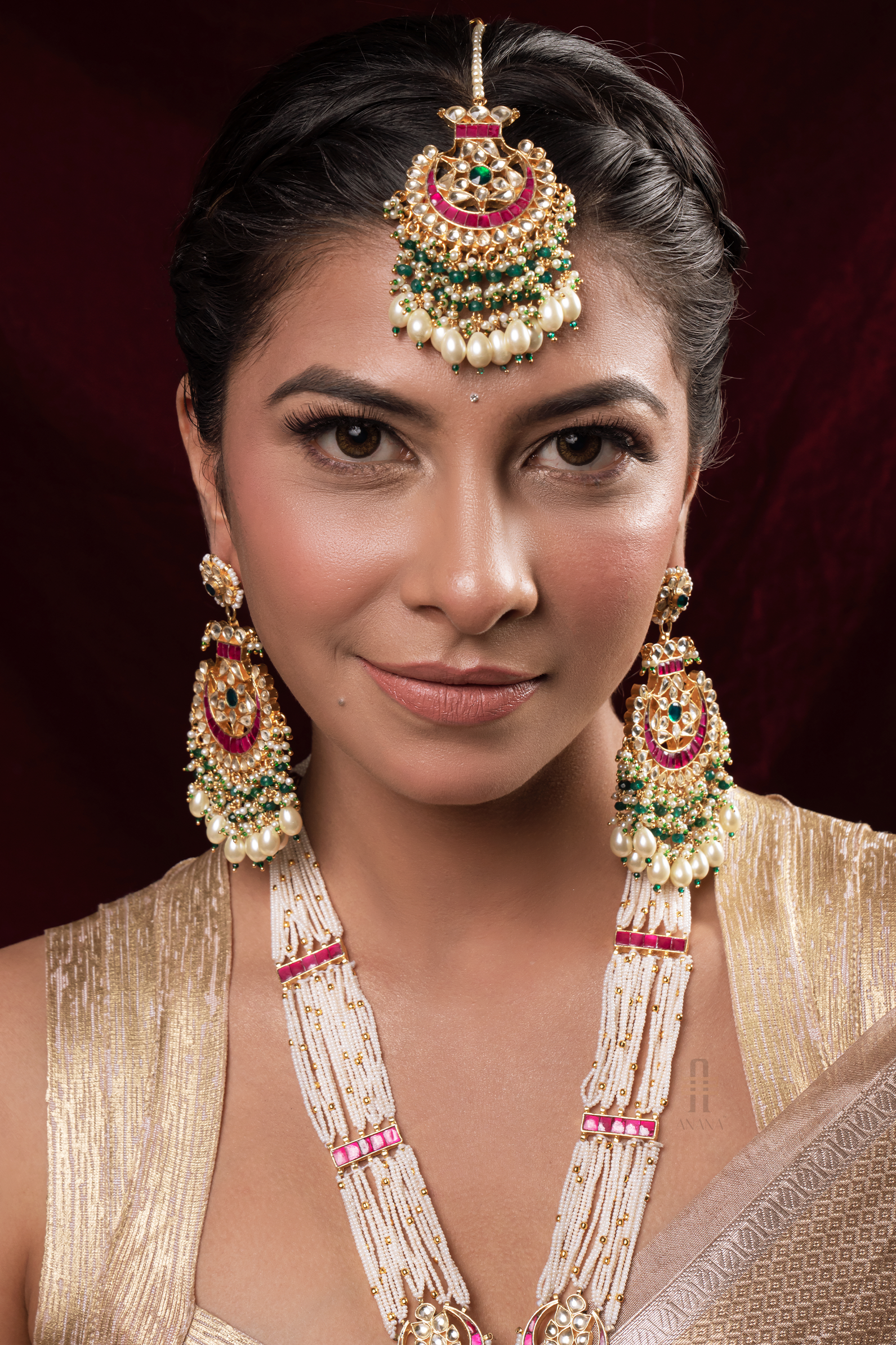 Anupama Jadau Kundan Set with Mangtikka - Anana