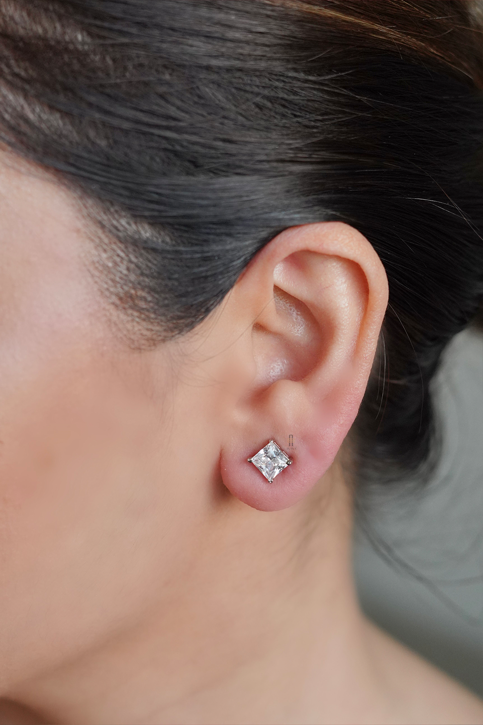Milani 1 & 2 Carat Princess cut Solitaire Earrings - Anana