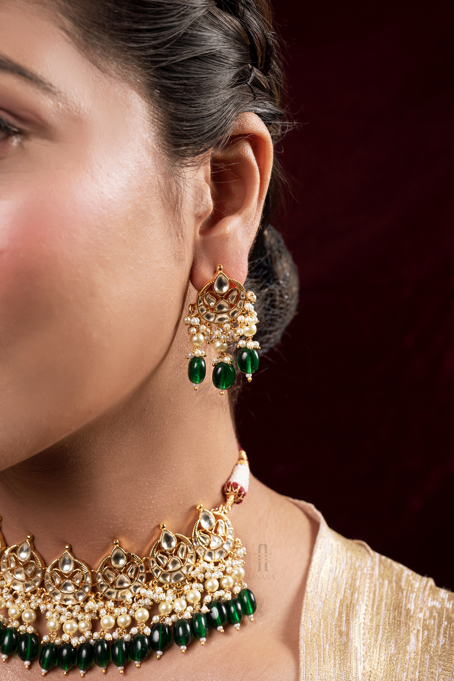 Priya Jadau Kundan Choker Set - Anana