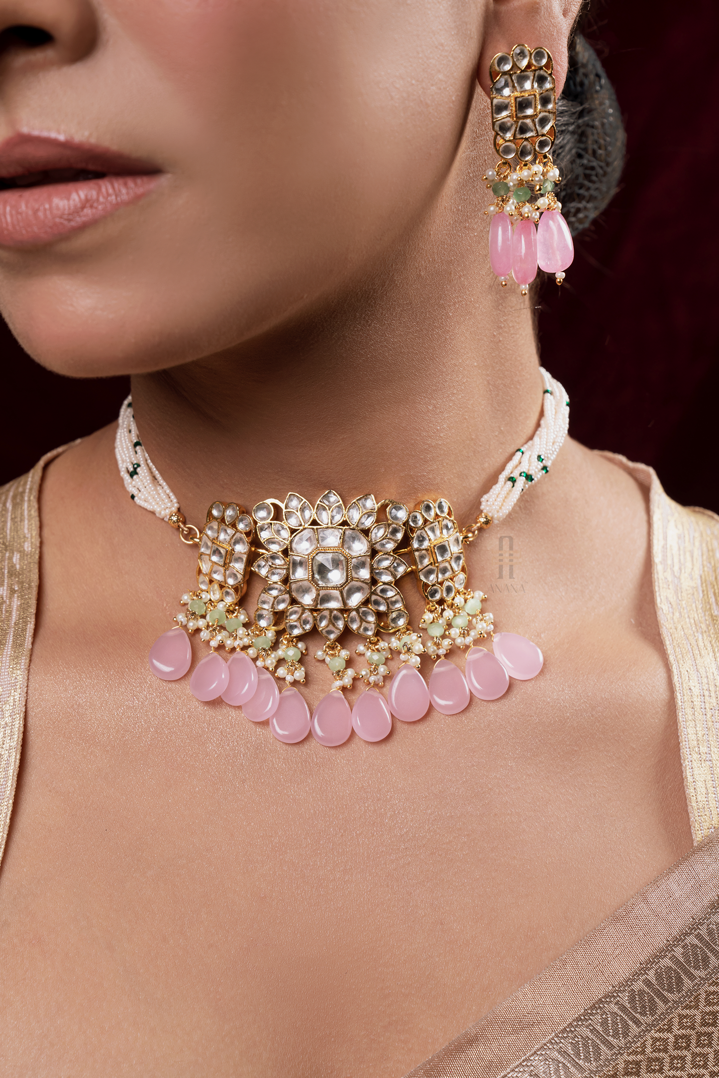Sheena Jadau Kundan Choker Set - Anana