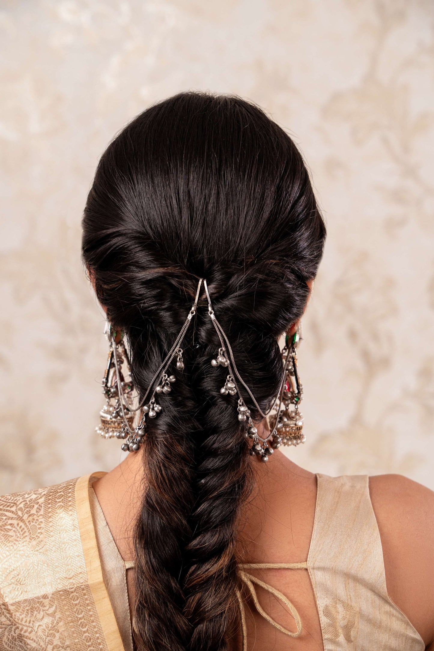 Kala Kruti Long Earrings With Kaan Ched