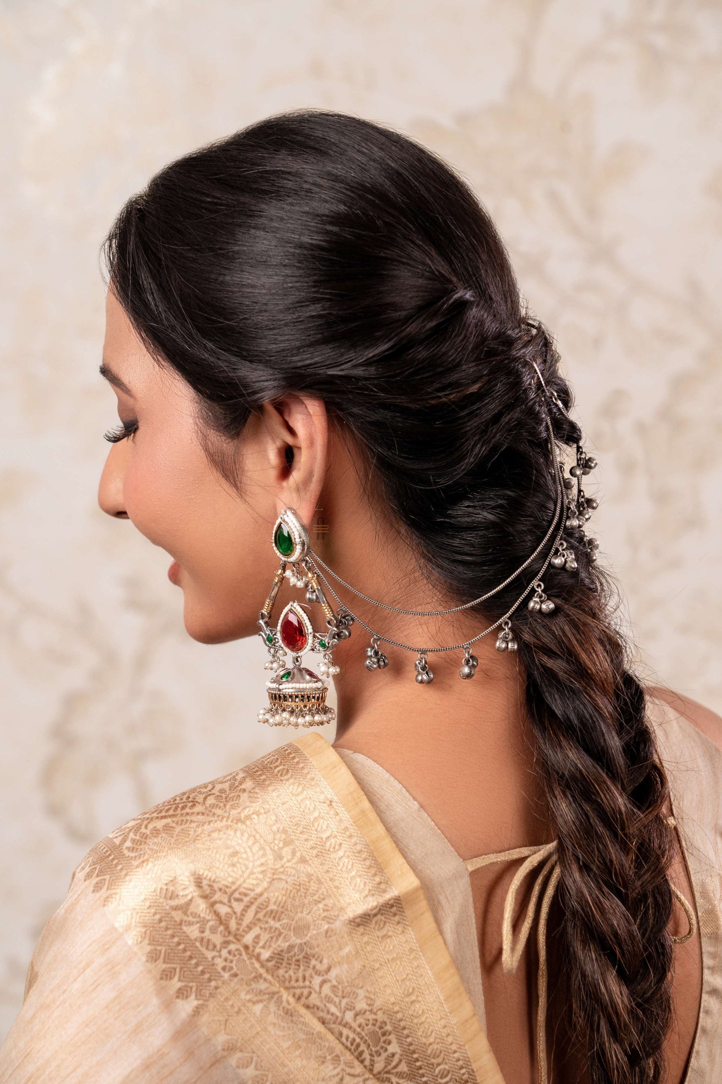Kala Kruti Long Earrings With Kaan Ched