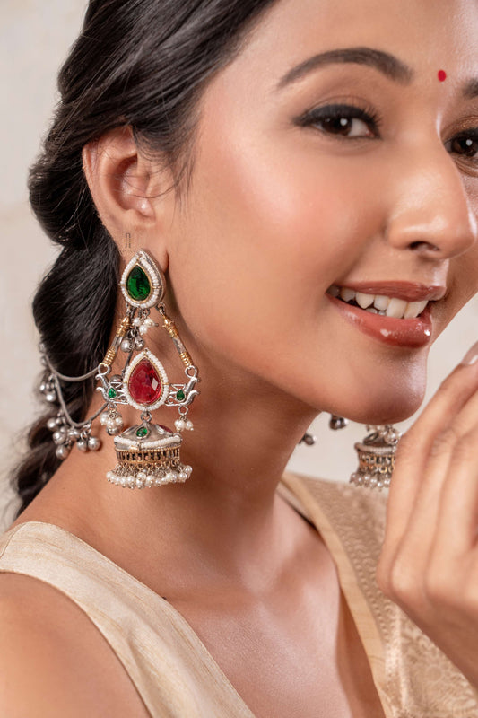 Kala Kruti Long Earrings With Kaan Ched
