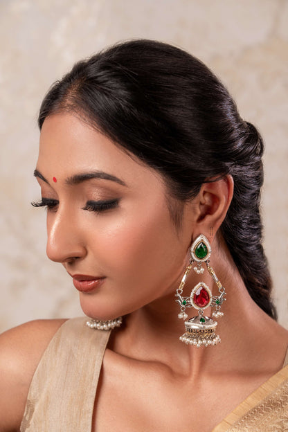 Kala Kruti Long Earrings With Kaan Ched