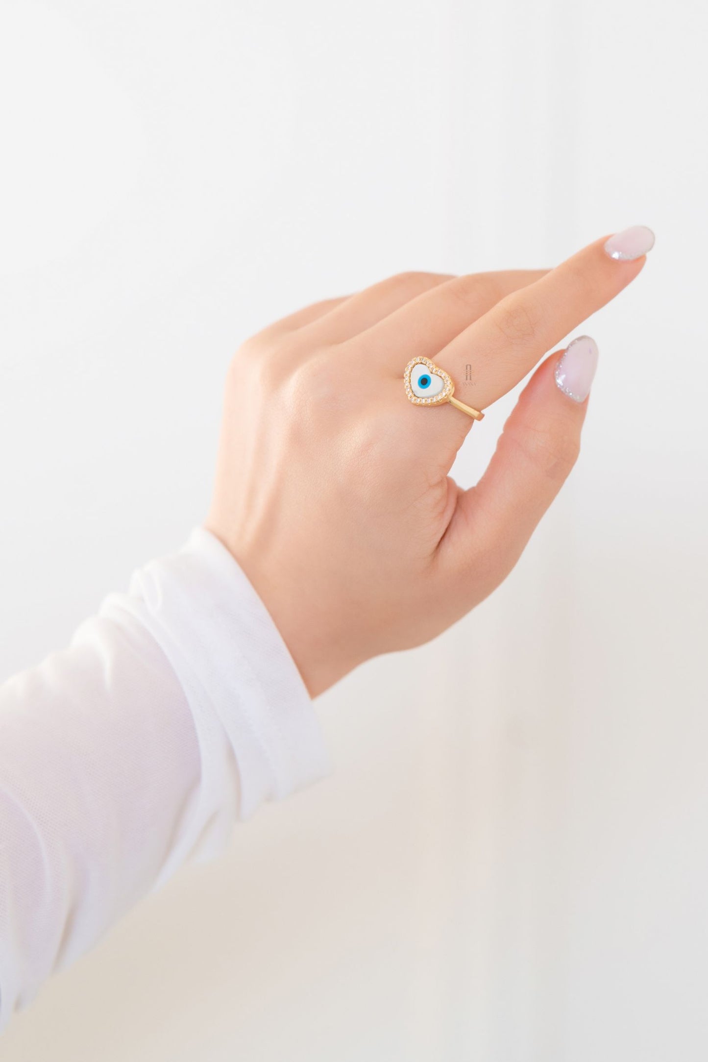 Elora Heart Evil Eye Ring - Anana