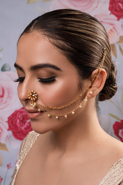 Gauri Jadau Kundan Nose Pin/Nath