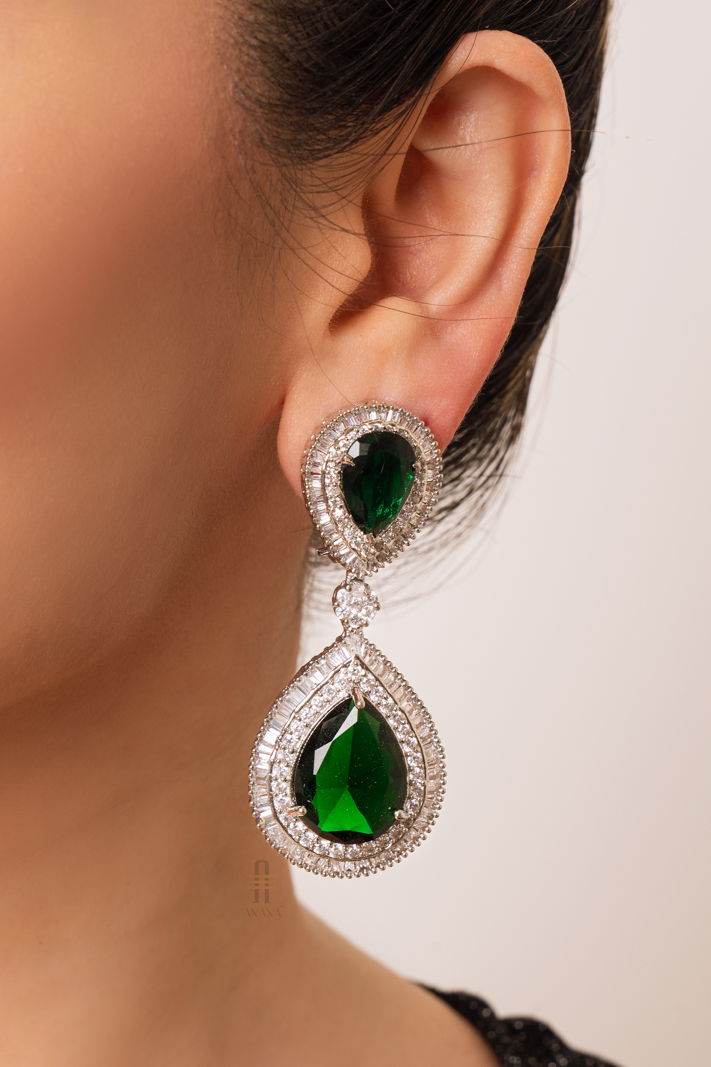 Kaylee Diamond Emerald Earrings